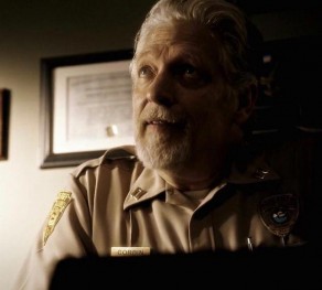  Sheriff August Corbin (Clancy Brown) sits in his office on Sleepy Hollow TV.