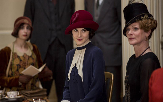 Lady Mary and Lady Rosamund on Downton Abbey