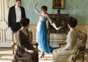 Lady Sybil shows off her blue harem pants on Downton Abbey