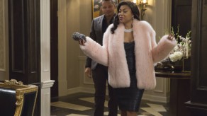 Empire's Cookie enters her birthday party in a white fur coat