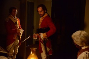 Sleepy Hollow: Ichabod dressed as redcoat with Colonel Tarleton and Arthur Bernard