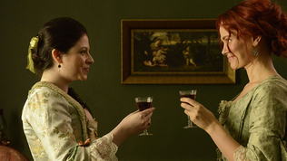 Abigail Adams shares a drink with Katrina on Sleepy Hollow.