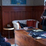Asher (Matt McGorry) and Annalise (Viola Davis) talk in her office on How to Get Away with Murder