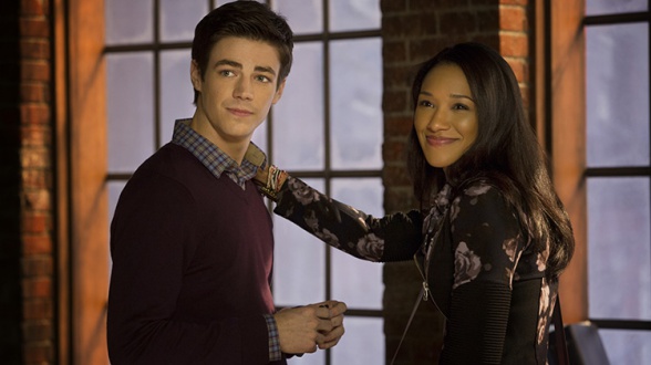 Barry Allen (Grant Gustin) and Iris West (Candice Patton) in The Flash pilot.