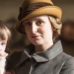 Lady Edith holds her daughter Marigold on Downton Abbey