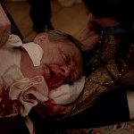 Lord Robert Grantham covered in blood on Downton Abbey