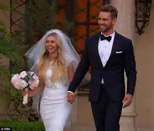Nick and Corinne in wedding clothes on The Bachelor